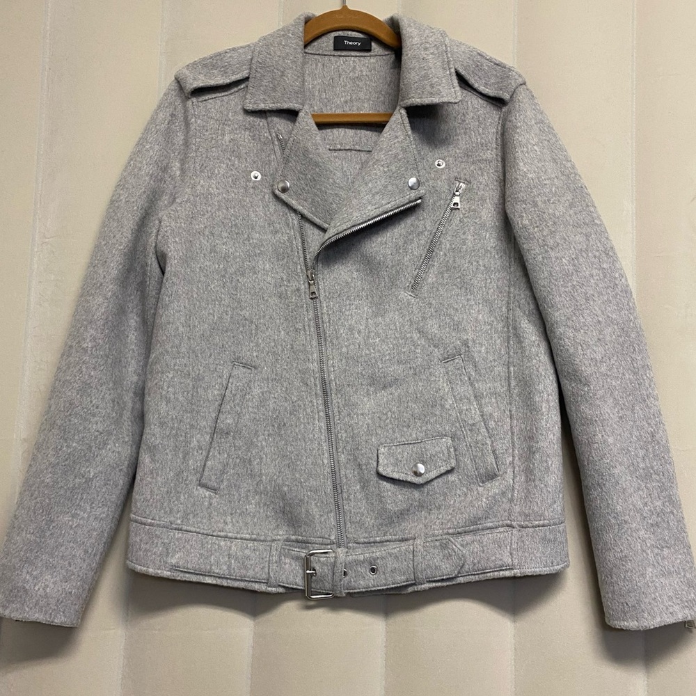 Theory Women’s Perfect Moto Double Face Jacket Coat Small Wool Cashmere Luxury